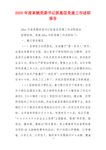 2025年度某镇党委书记抓基层党建工作述职报告