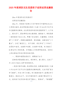 2025年度消防支队党委班子述职述责述廉报告