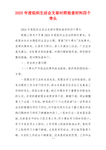 2025年度组织生活会支部对照检查材料四个带头