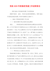 党组2025年度基层党建工作述职报告