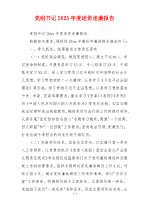 党组书记2025年度述责述廉报告