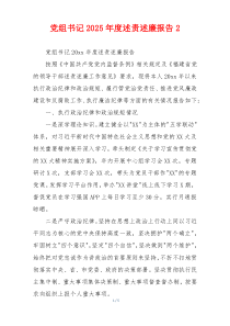 党组书记2025年度述责述廉报告2
