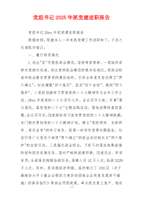 党组书记2025年抓党建述职报告