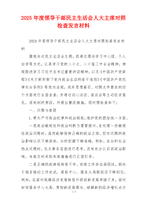 2025年度领导干部民主生活会人大主席对照检查发言材料