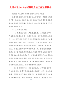 党组书记2025年抓基层党建工作述职报告