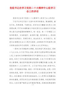 党组书记在学习党的二十大精神中心组学习会上的讲话