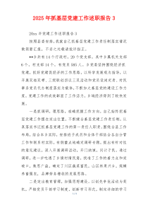 2025年抓基层党建工作述职报告3