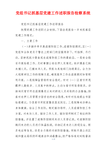 党组书记抓基层党建工作述职报告检察系统