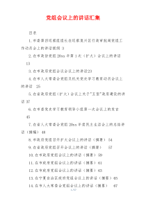 党组会议上的讲话汇集