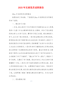 2025年支部党员述职报告