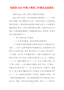 党组织2025年第三季度工作情况总结报告