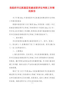 党组织书记抓基层党建述职评议考核工作情况报告