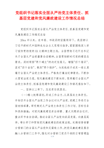 党组织书记落实全面从严治党主体责任、抓基层党建和党风廉政建设工作情况总结