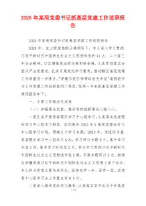 2025年某局党委书记抓基层党建工作述职报告