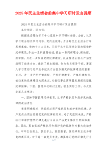 2025年民主生活会前集中学习研讨发言提纲