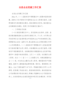全县企业党建工作汇报