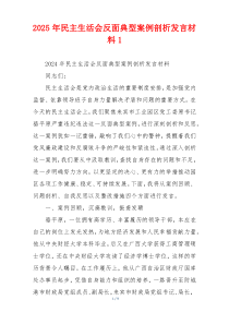 2025年民主生活会反面典型案例剖析发言材料1