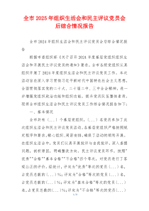 全市2025年组织生活会和民主评议党员会后综合情况报告
