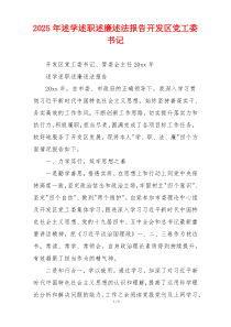 2025年述学述职述廉述法报告开发区党工委书记