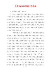 公司2025年党建工作总结