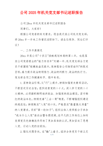 公司2025年机关党支部书记述职报告