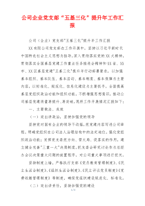 公司企业党支部“五基三化”提升年工作汇报