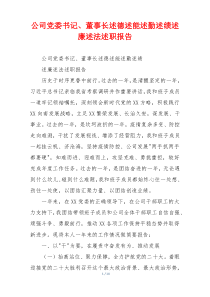 公司党委书记、董事长述德述能述勤述绩述廉述法述职报告