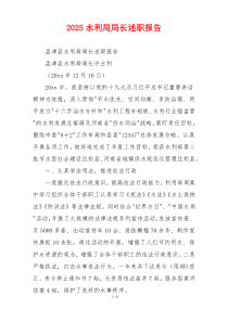 2025水利局局长述职报告