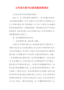 公司党支部书记抓党建述职报告