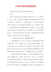 公司党支部先进事迹材料