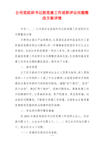公司党组织书记抓党建工作述职评议问题整改方案详情
