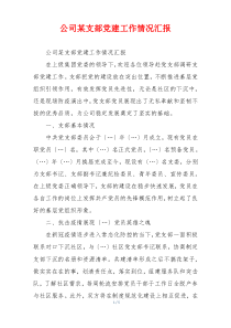 公司某支部党建工作情况汇报