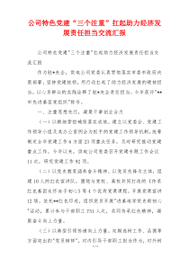 公司特色党建“三个注重”扛起助力经济发展责任担当交流汇报