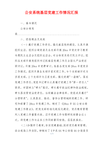 公安系统基层党建工作情况汇报
