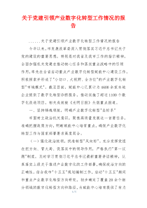 关于党建引领产业数字化转型工作情况的报告