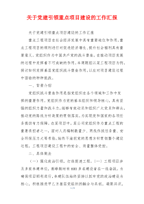 关于党建引领重点项目建设的工作汇报