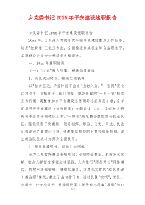 乡党委书记2025年平安建设述职报告