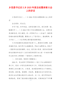 乡党委书记在X乡2025年度总结暨表彰大会上的讲话