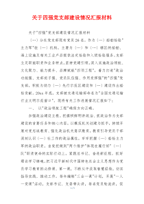 关于四强党支部建设情况汇报材料