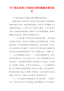 关于基层党建工作督查反馈问题整改情况报告