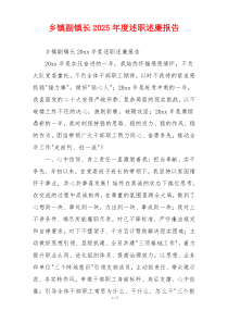乡镇副镇长2025年度述职述廉报告