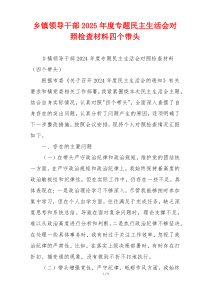乡镇领导干部2025年度专题民主生活会对照检查材料四个带头