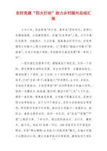 农村党建“四大行动”助力乡村振兴总结汇报