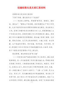 创建标准化党支部汇报材料