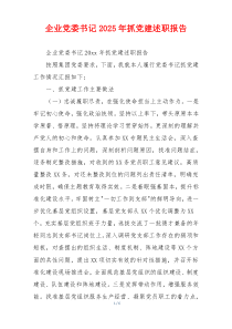 企业党委书记2025年抓党建述职报告