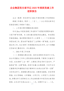 企业集团党支部书记2025年度抓党建工作述职报告