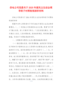 供电公司党委关于2025年度民主生活会领导班子对照检视剖析材料