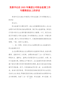 党委书记在2025年集团公司财会监督工作专题推进会上的讲话