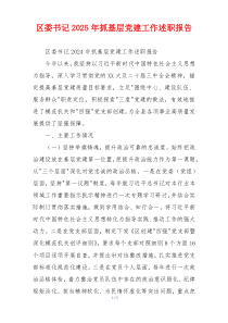 区委书记2025年抓基层党建工作述职报告