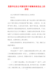 党委书记在公司新任职干部集体谈话会上的讲话